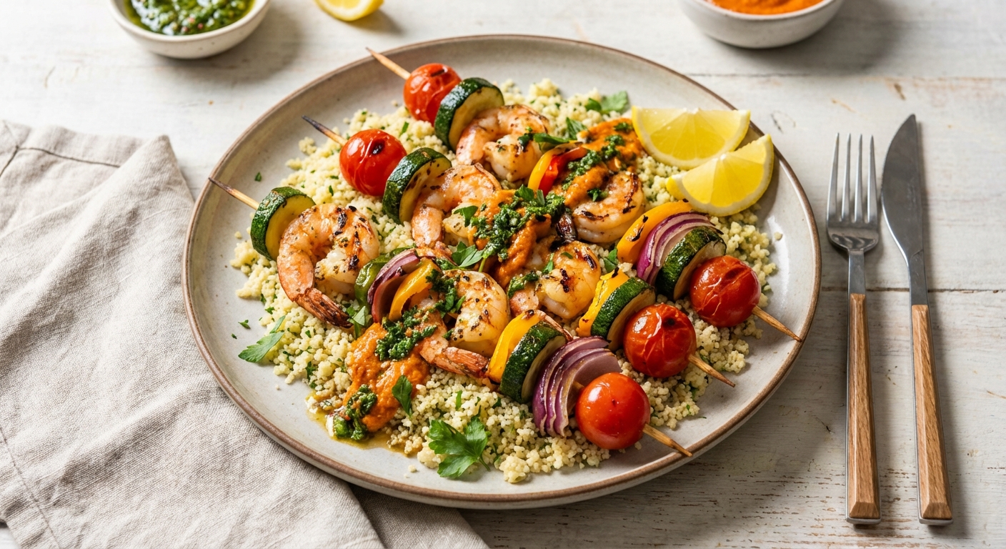 Shrimp & Vegetable Skewers with Couscous