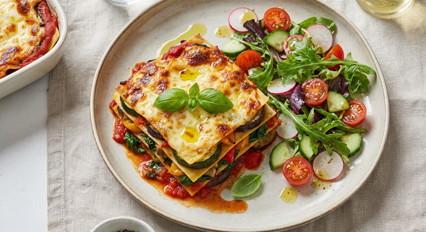 Vegetable Lasagna with Side Salad