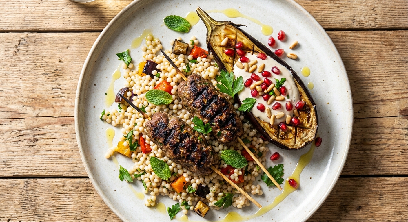 Lamb Kofta with Couscous & Roasted Eggplant