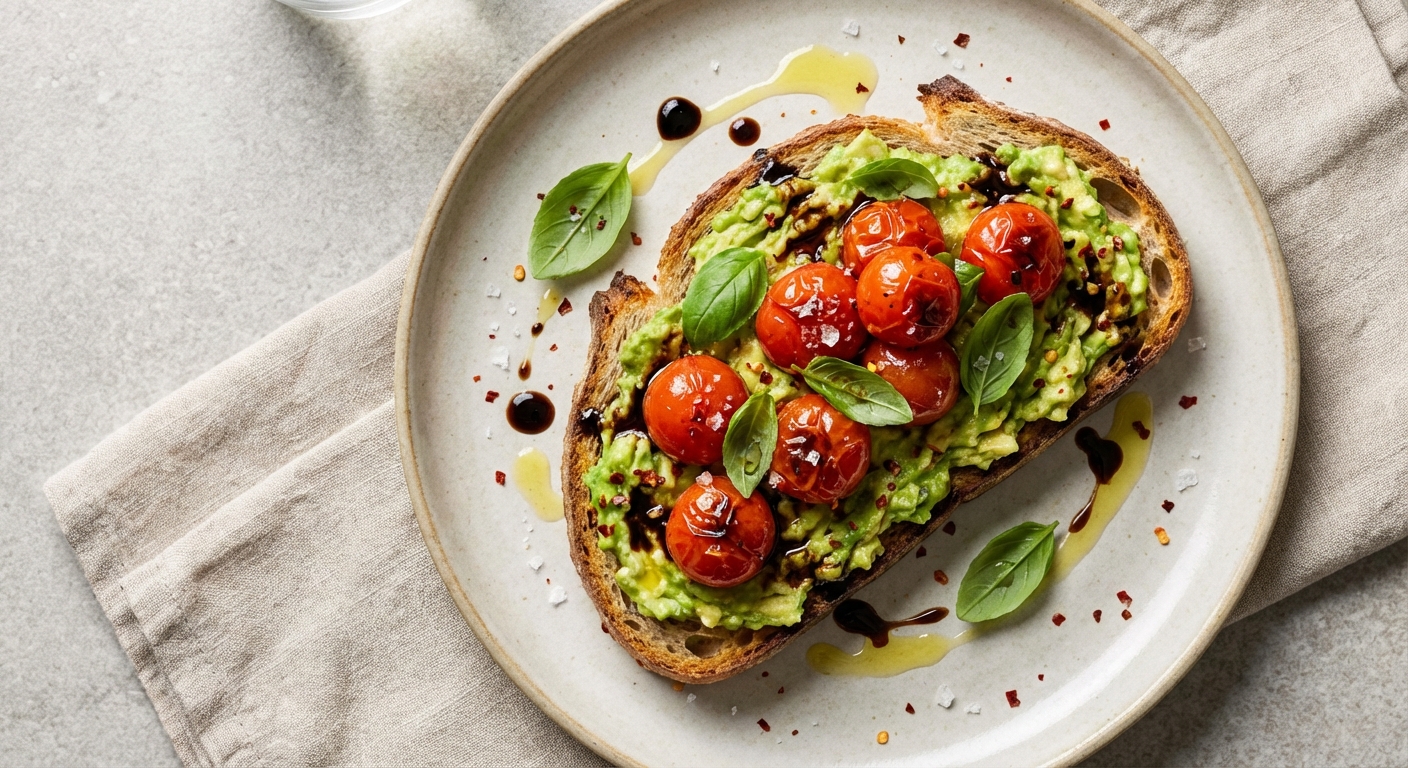 Avocado Toast with Tomato and Basil