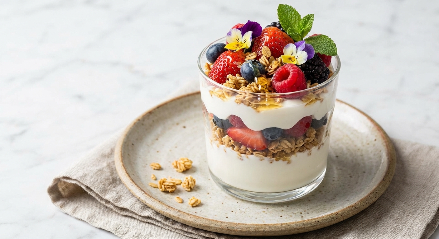 Greek Yogurt Parfait with Granola & Berries