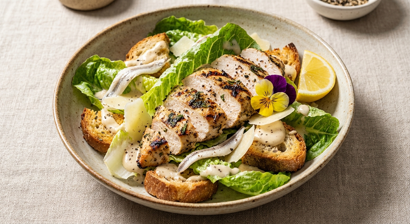 Grilled Chicken Caesar Salad with Gluten-Free Croutons