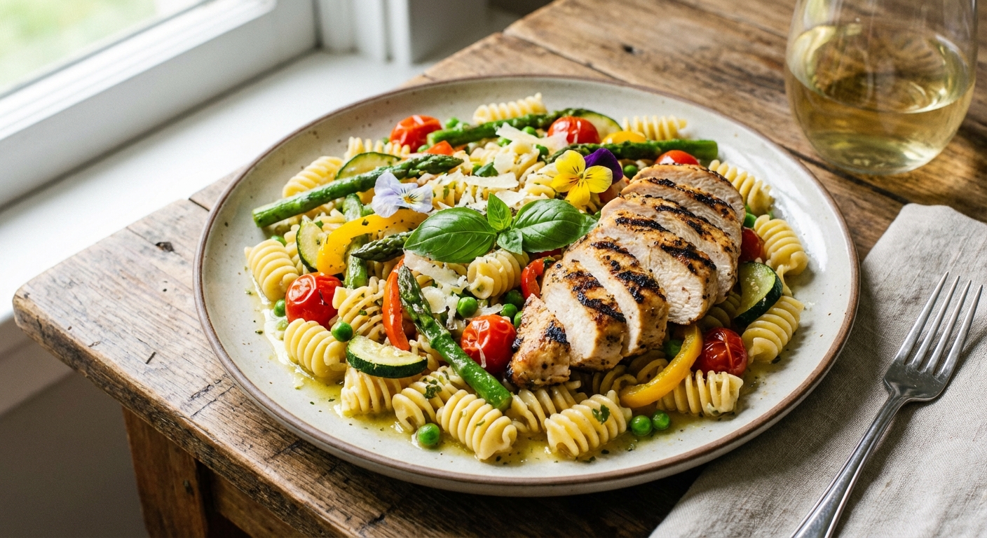 Pasta Primavera with Grilled Chicken