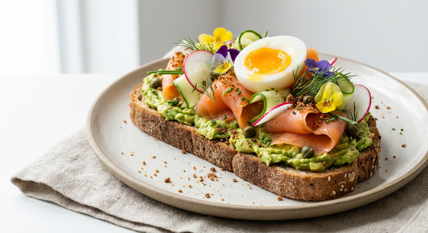 Scandinavian-Style Smoked Salmon & Avocado Toast on Whole-Grain Bread