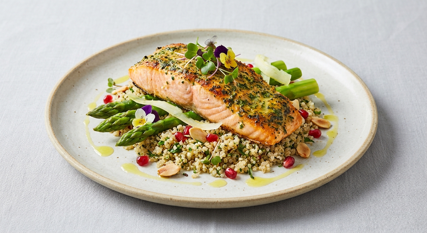 Baked Salmon with Quinoa and Asparagus