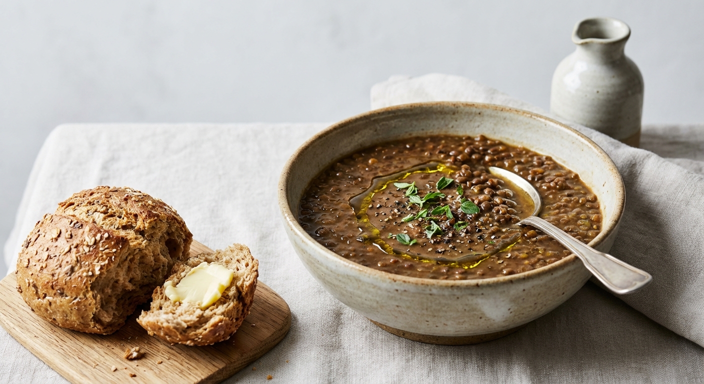Homestyle Lentil Soup with Whole-Grain Roll