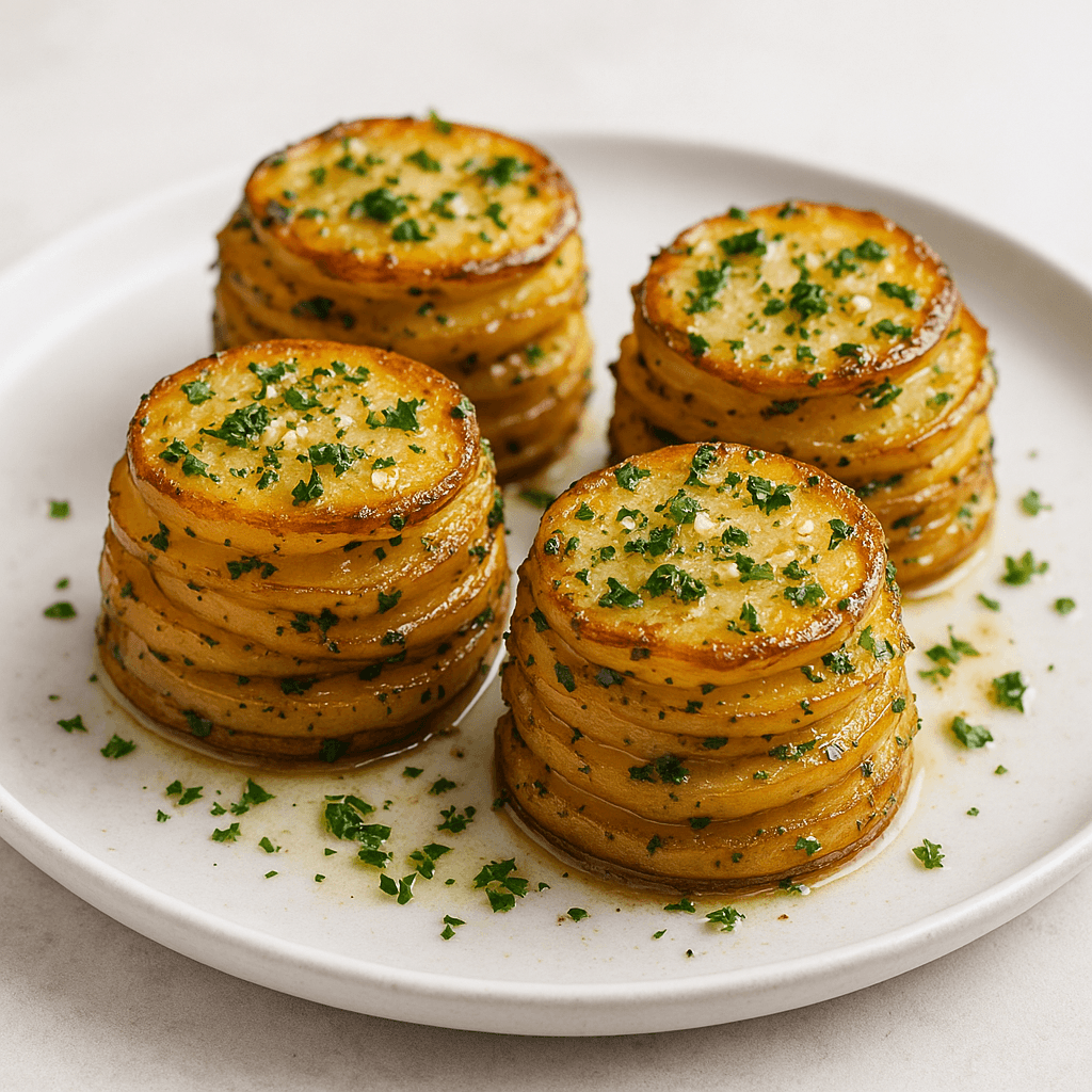Garlic Herb Butter Potato Stacks