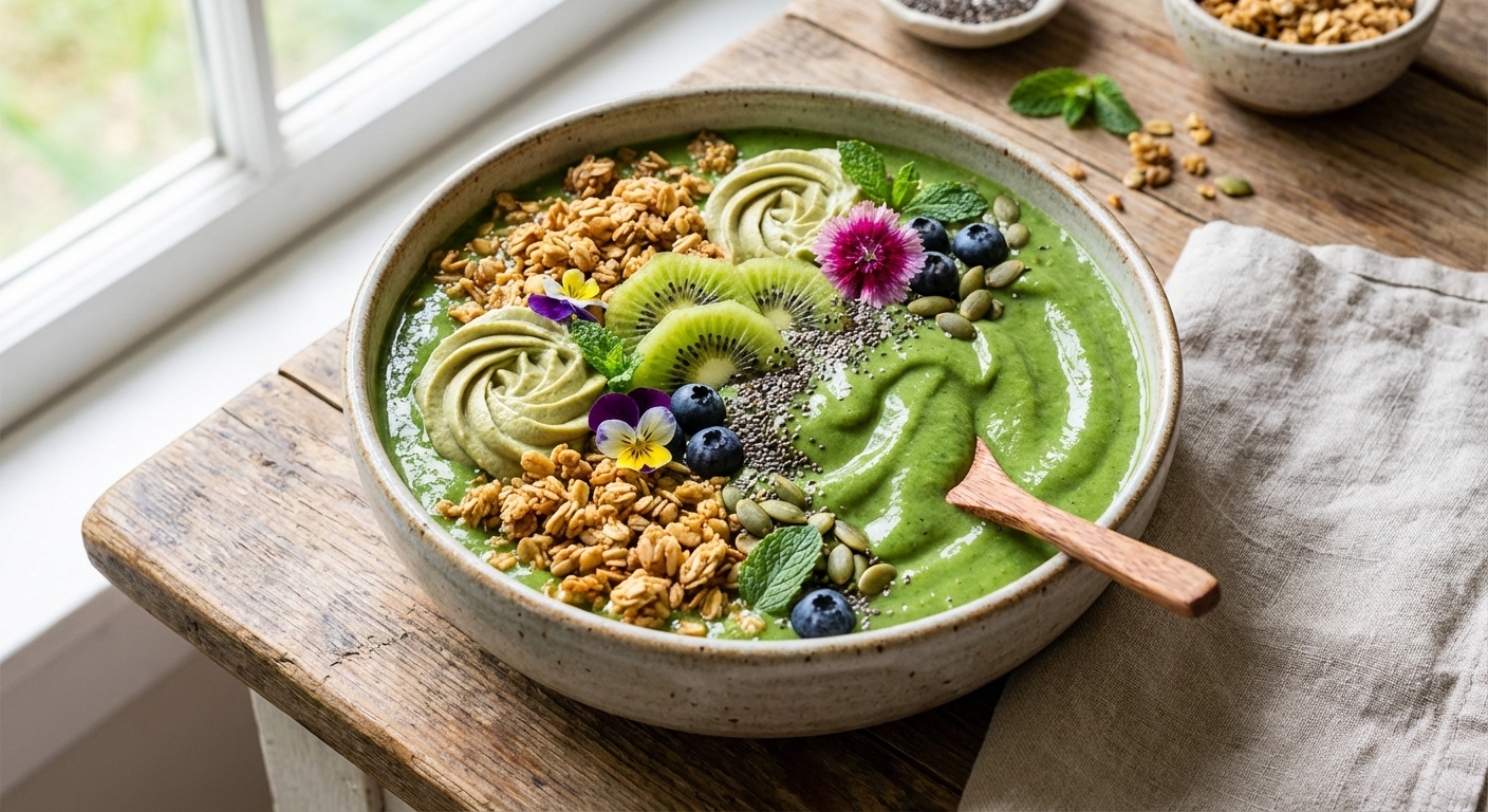 Green Smoothie Bowl with Pea Protein & Gluten-Free Oats