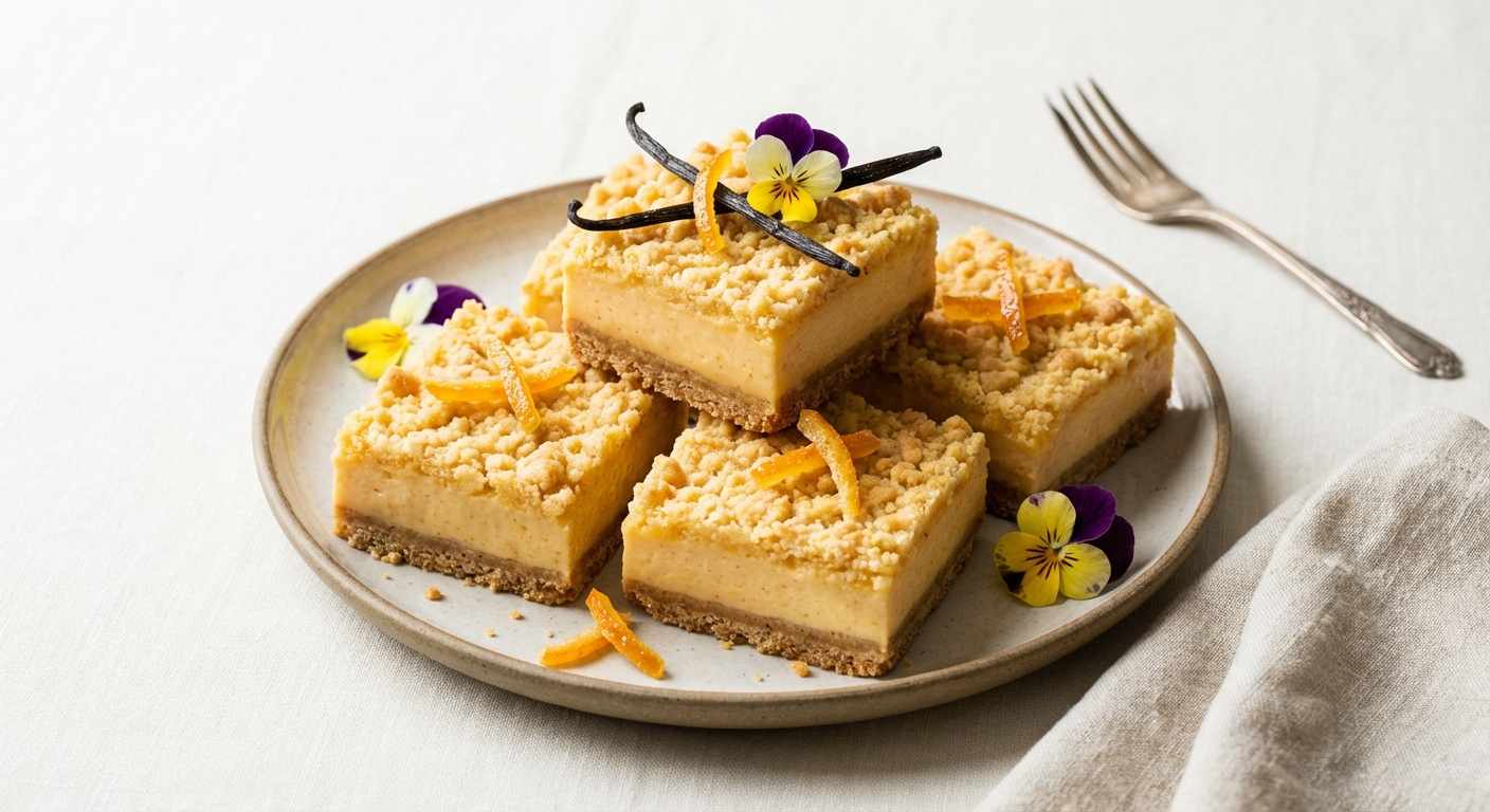 Orange‑Vanilla Pudding Bars with Lemon Streusel Top