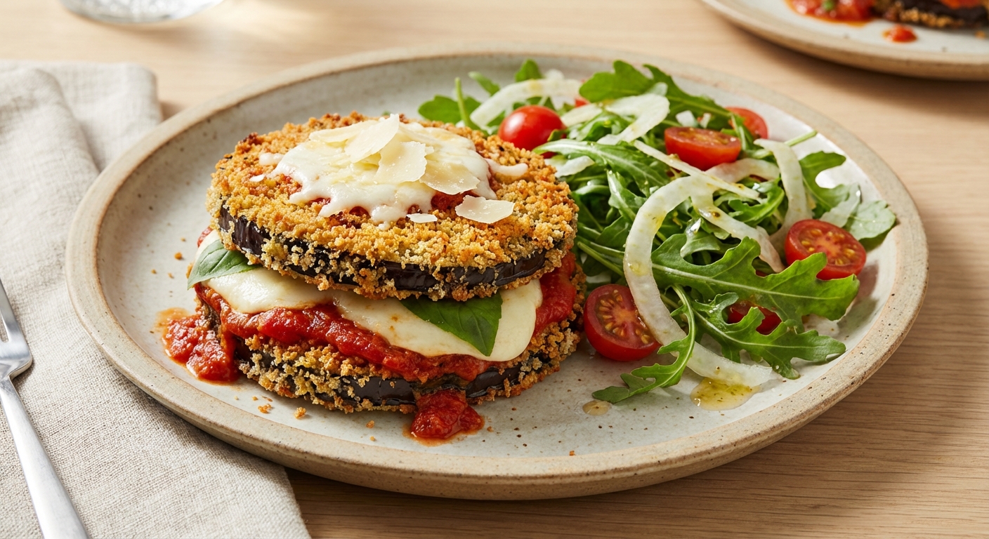 Gluten-Free Eggplant Parmesan with Side Salad