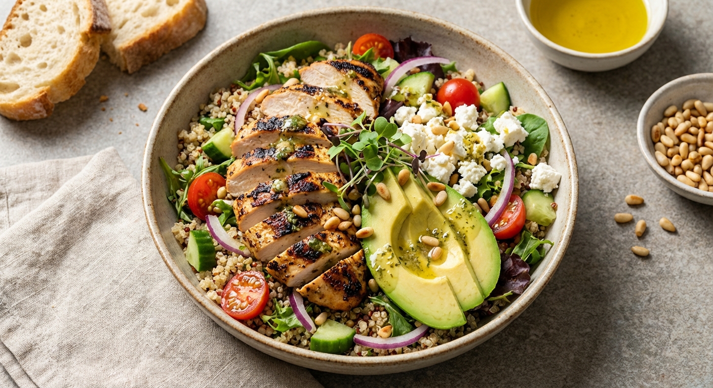 Grilled Chicken & Quinoa Salad with Avocado & Feta