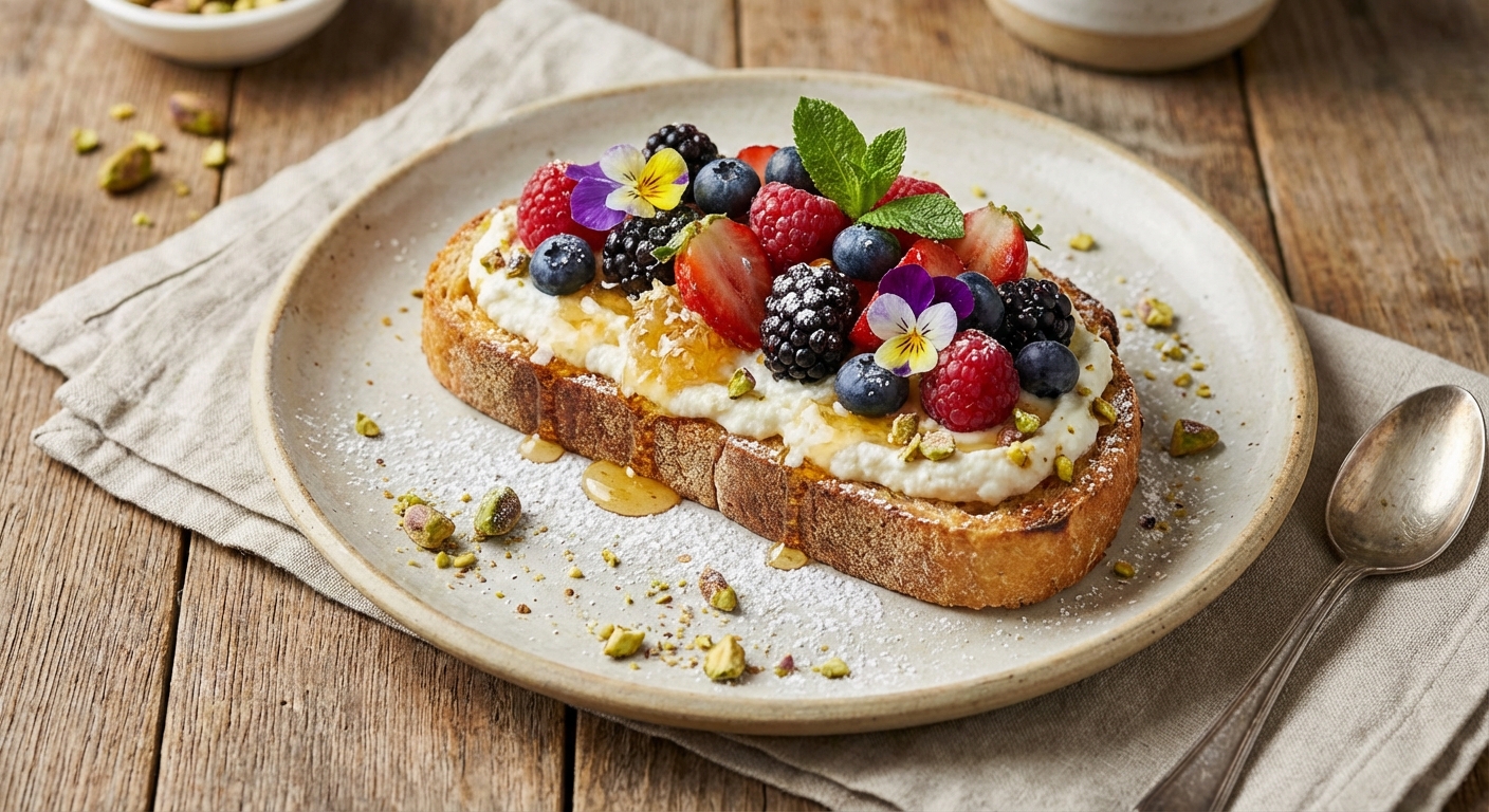 Ricotta Honey Toast with Mixed Berries