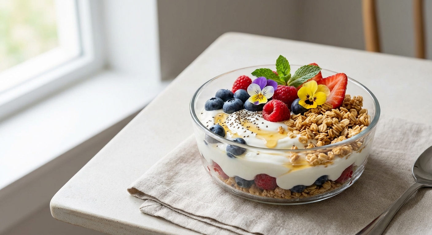 Greek Yogurt & Berry Parfait with Granola and Chia