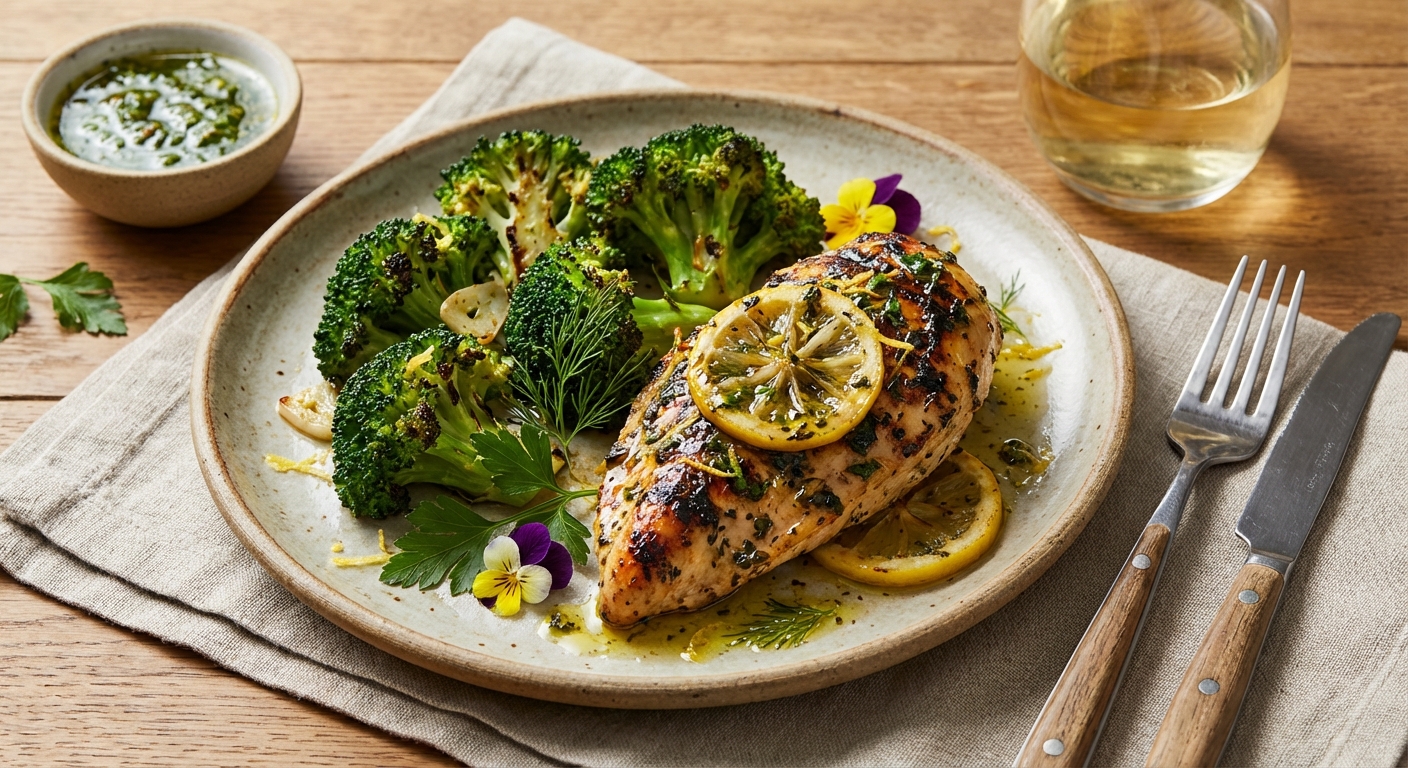 Grilled Lemon Herb Chicken with Broccoli