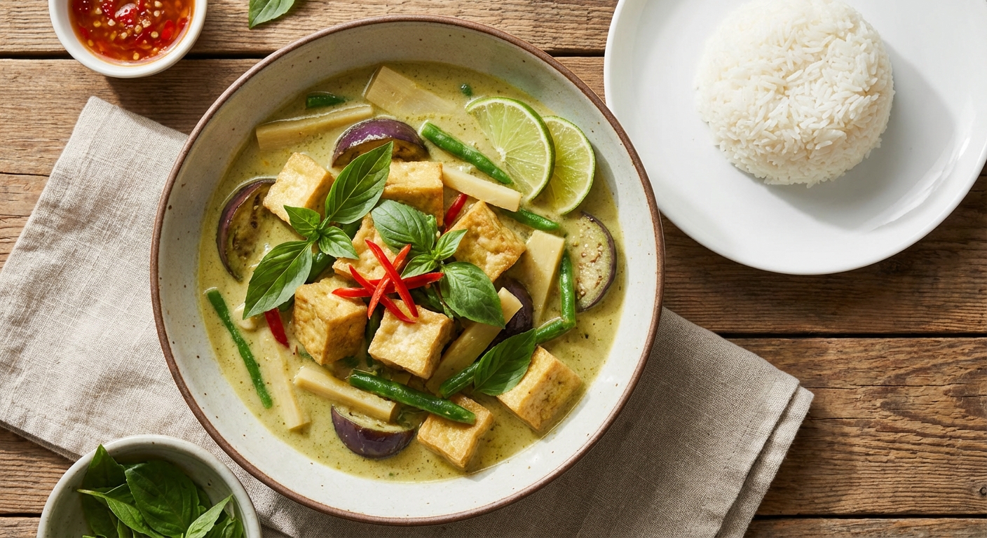 Thai Green Curry with Tofu, Eggplant & Jasmine Rice