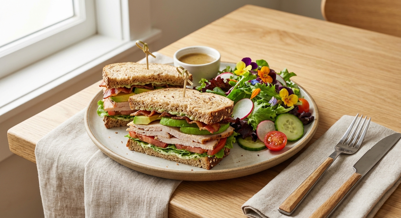 Turkey & Avocado Whole-Grain Sandwich with Side Salad
