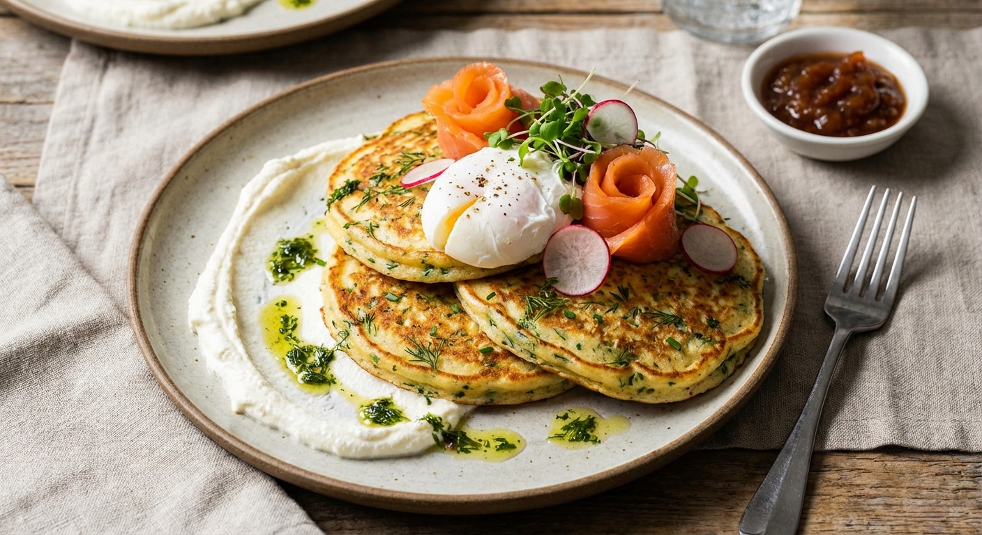 Savoury Semolina & Herb Pancakes
