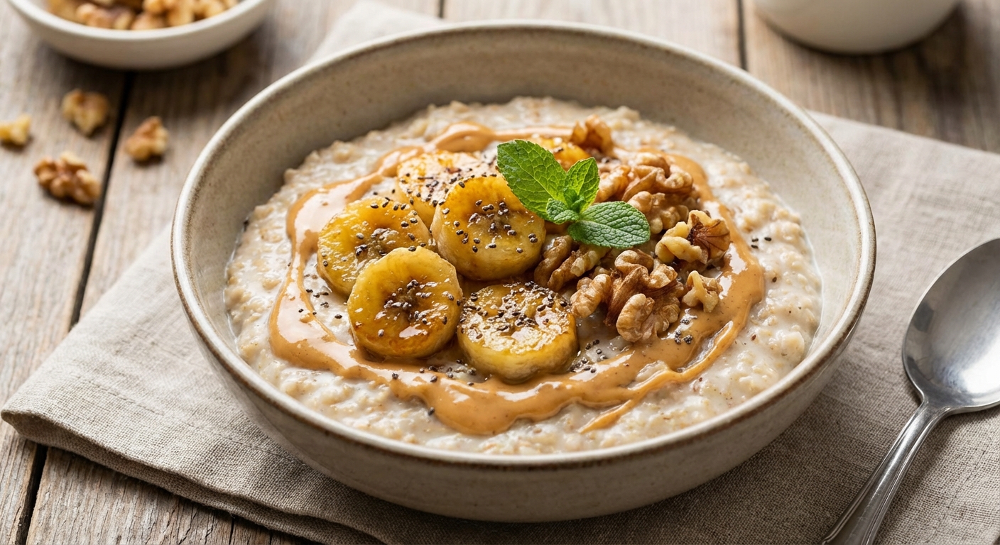 Quick Oatmeal with Banana & Peanut Butter