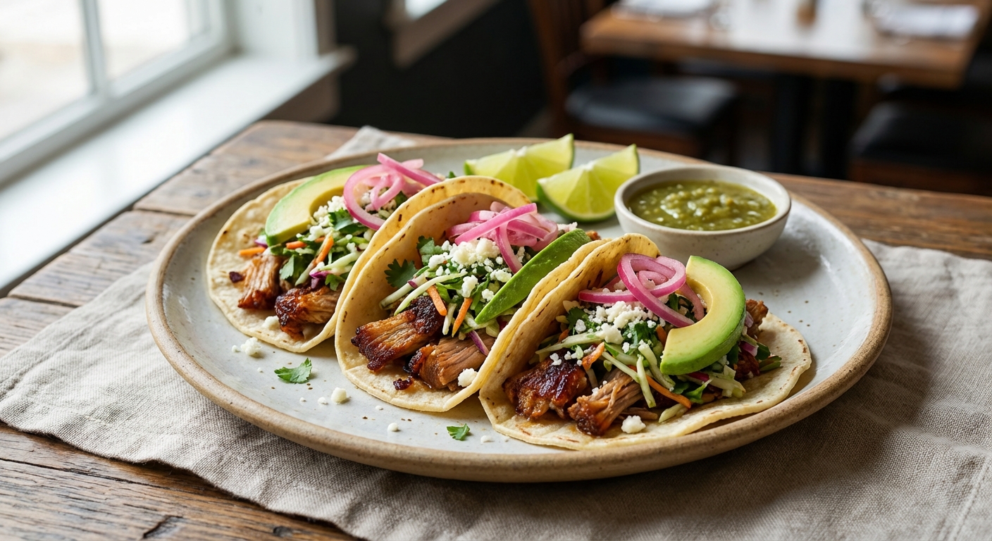 Pork Carnitas Tacos with Cilantro-Lime Slaw