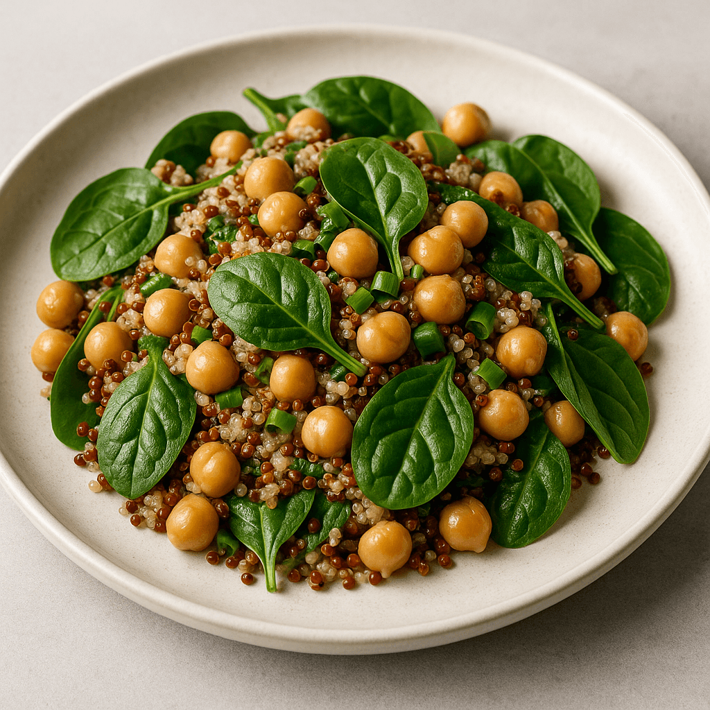Quinoa Salad with Chickpeas and Spinach