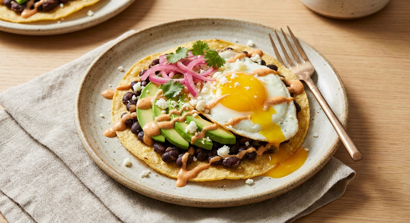 Smoky Black Bean & Avocado Gluten-Free Breakfast Tostada