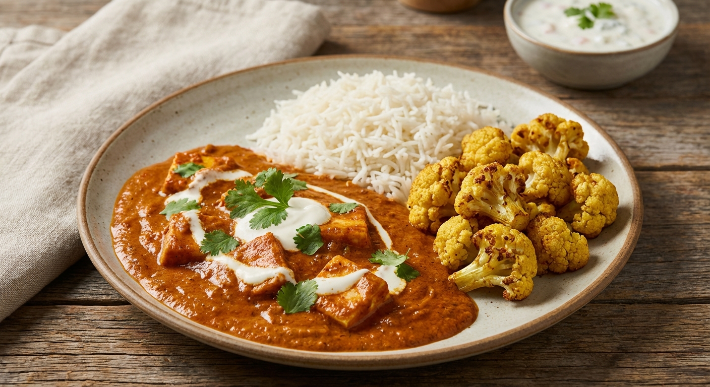 Paneer Tikka Masala with Basmati Rice & Roasted Cauliflower
