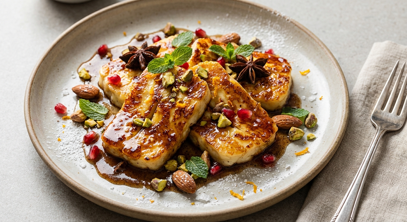 Caramelized Halloumi with Spiced Brown Butter (Sweet-Salty Mediterranean Dessert)