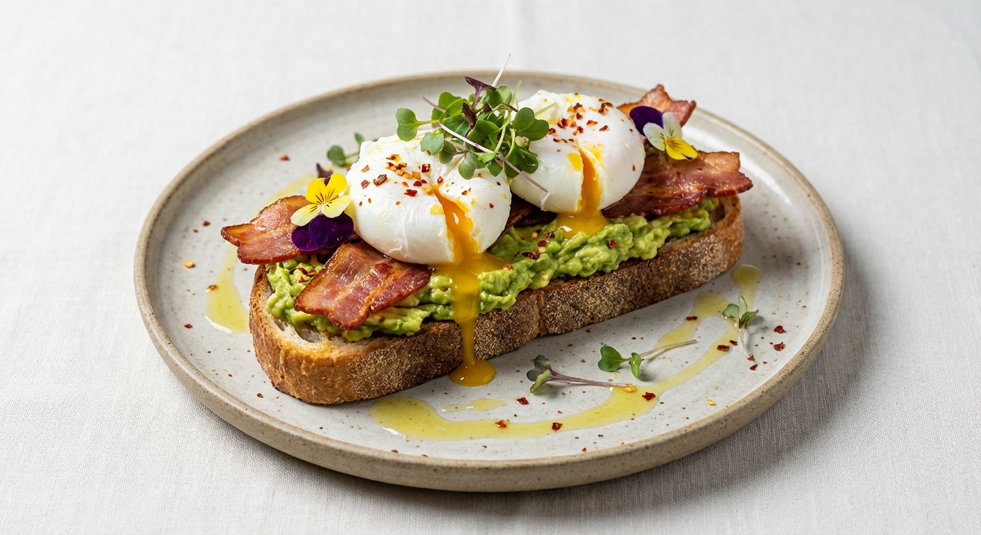 Avocado & Egg Toast with Turkey Bacon