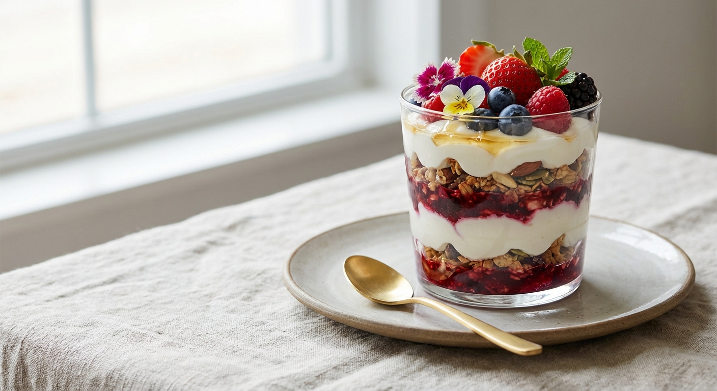 Restaurant-Style Greek Yogurt & Mixed Berry Parfait (Egg-Free)