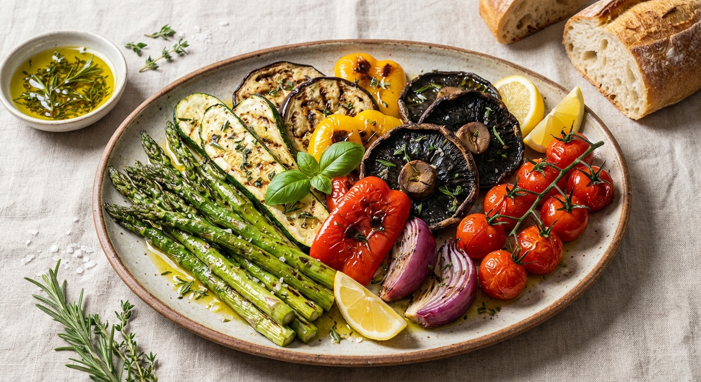 Grilled Vegetable Platter with Herbed Olive Oil