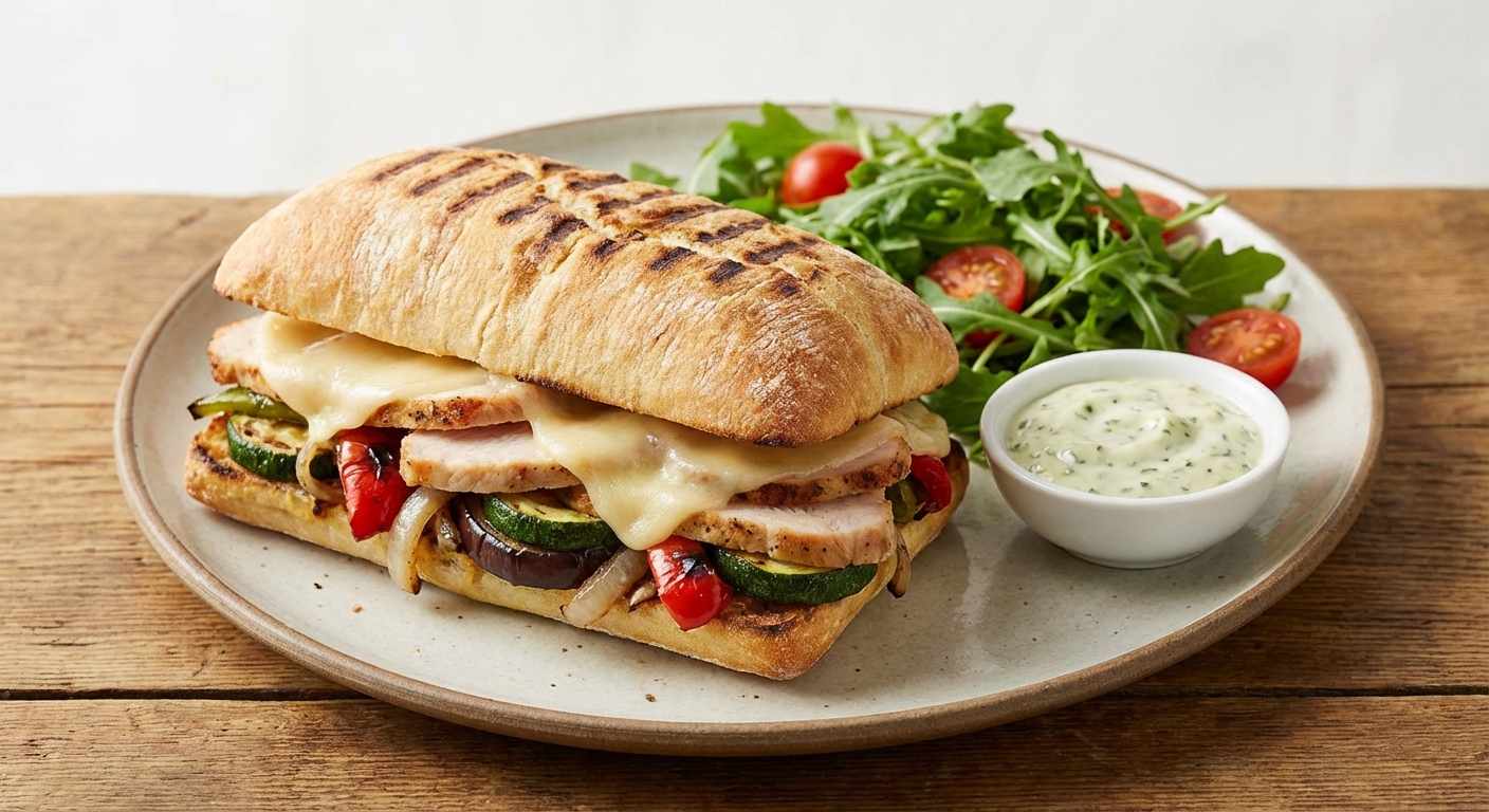 American Grilled Turkey & Roasted Vegetable Panini with Provolone