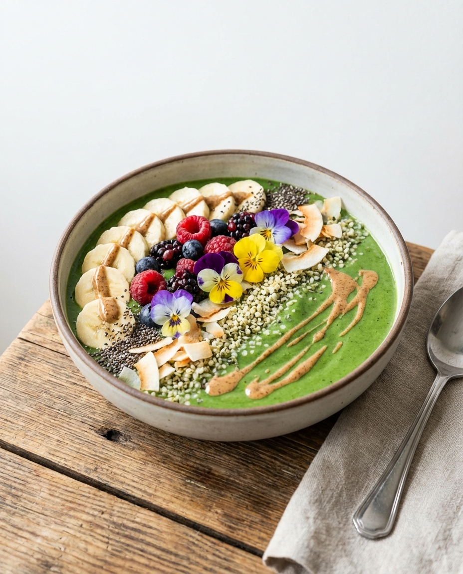 Green Banana-Spinach Smoothie Bowl (Plant-Protein)