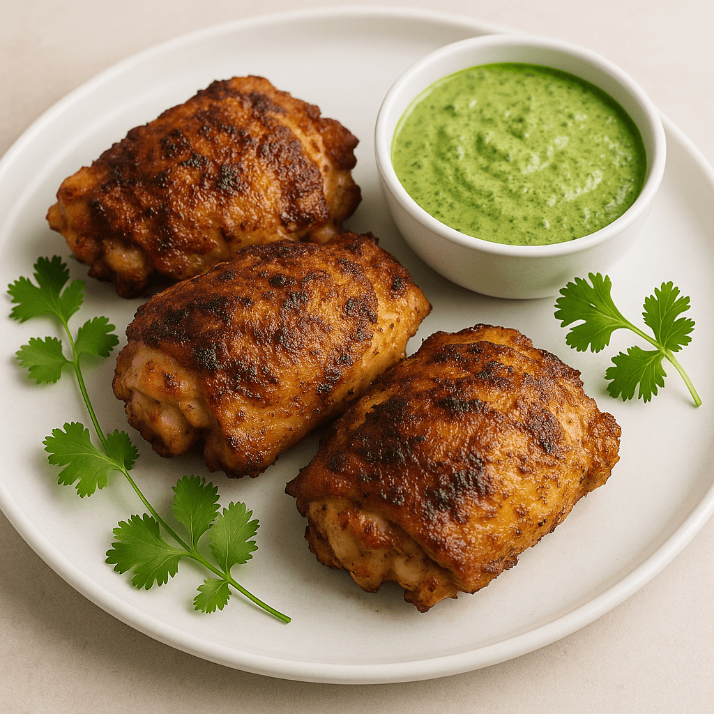 Peruvian Chicken Thighs and Green Sauce