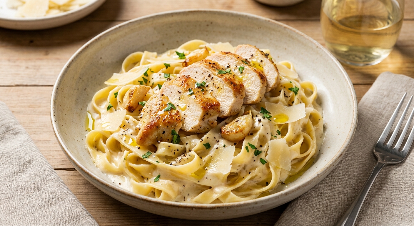 Garlic Chicken Alfredo Pasta