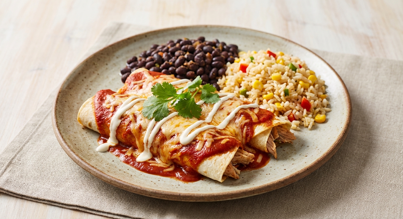 Turkey Enchiladas with Black Beans & Rice
