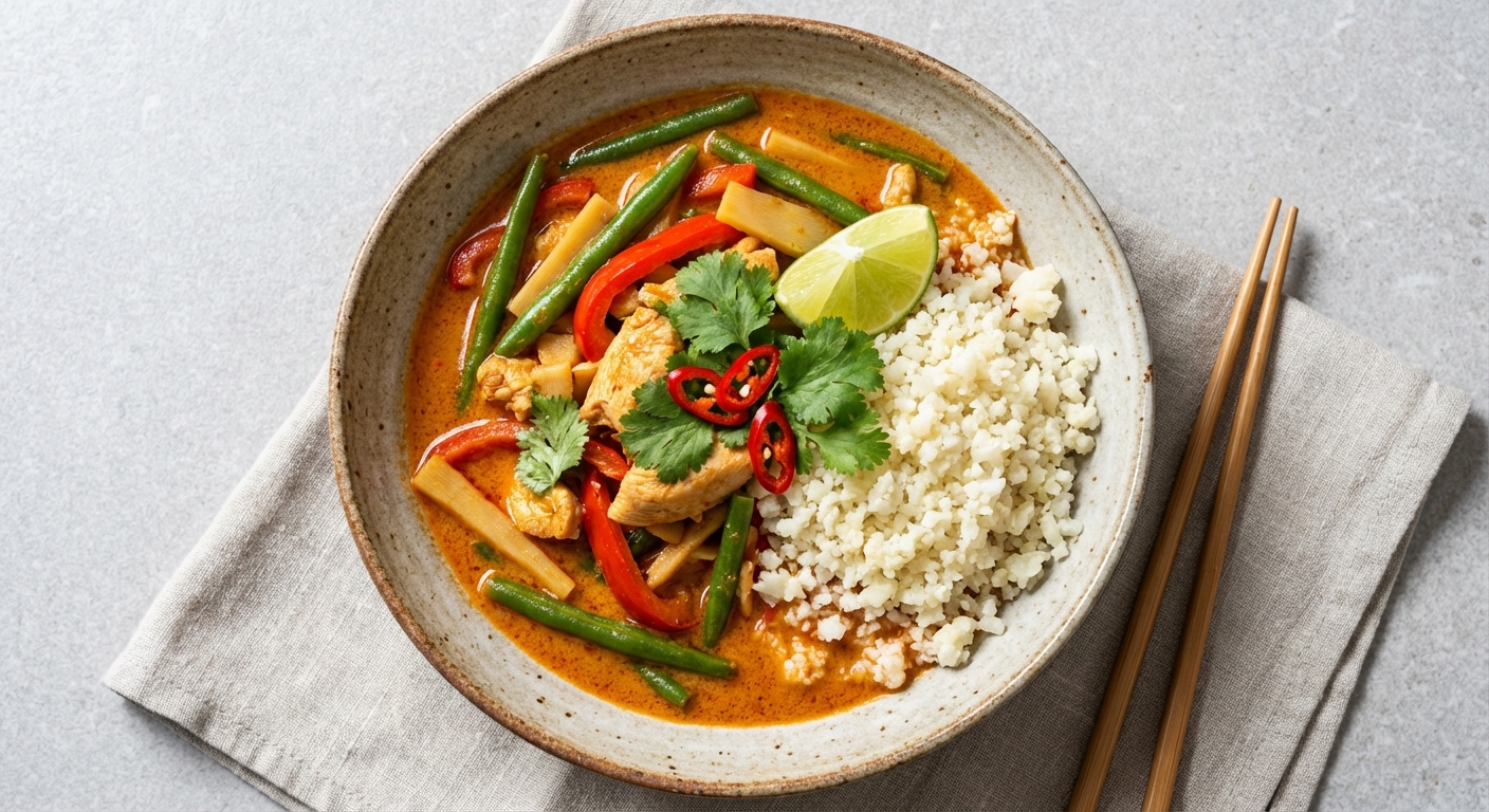 Thai Red Curry Chicken with Vegetables & Cauliflower Rice