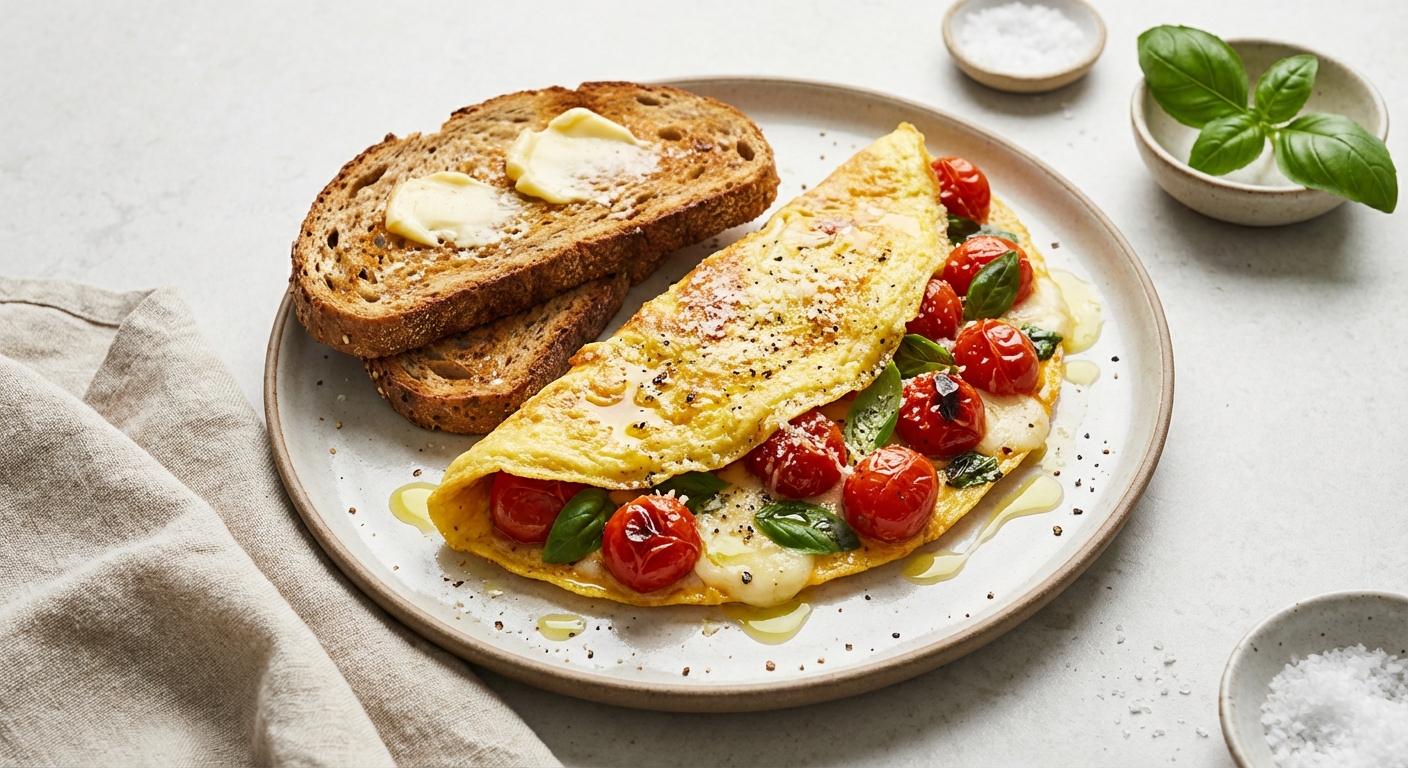 Tomato & Basil Omelette with Whole Grain Toast