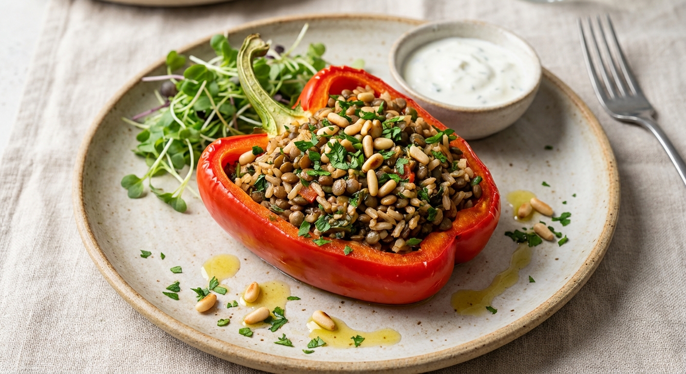 Stuffed Peppers with Lentils and Rice