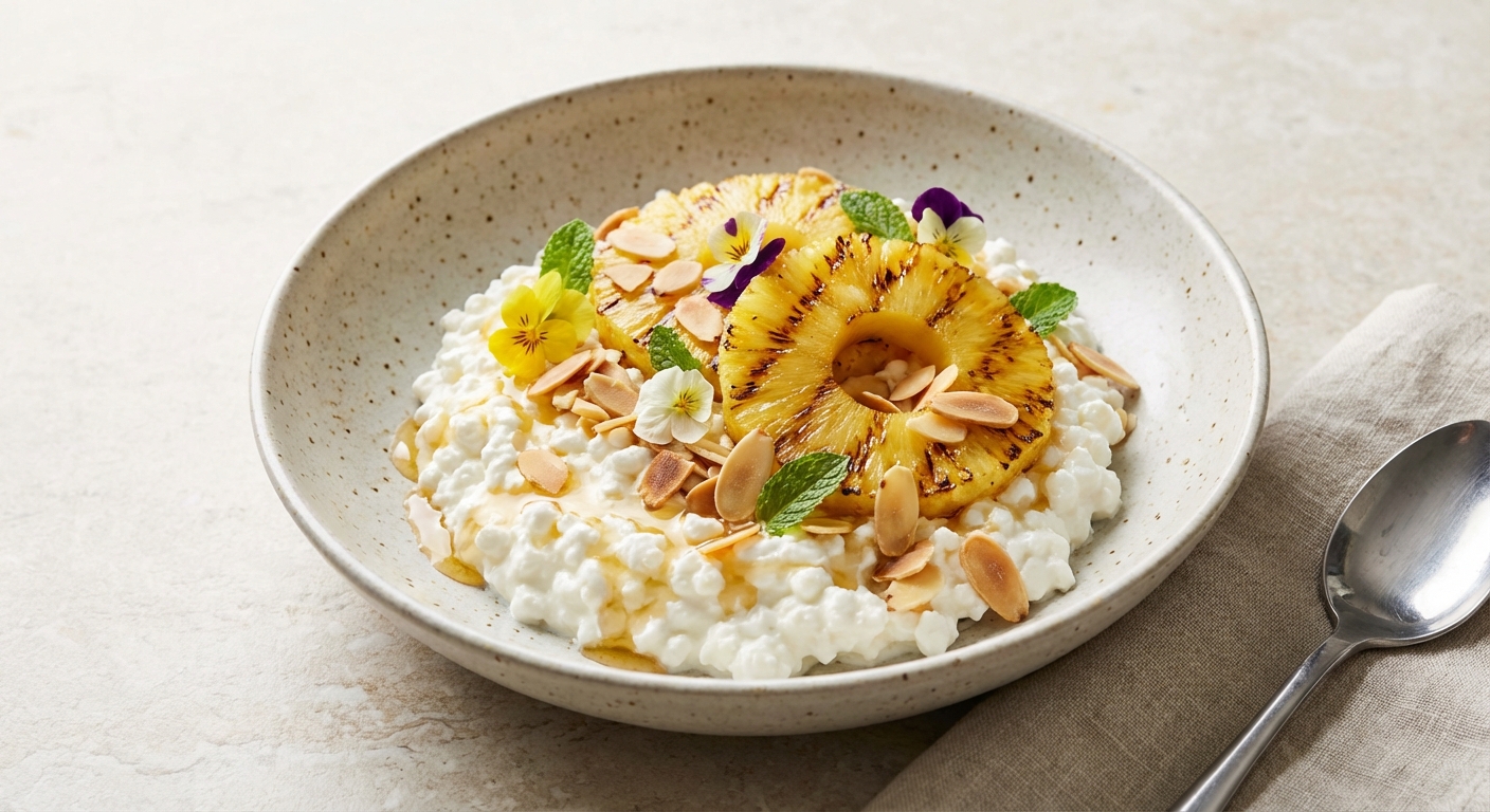 Cottage Cheese with Pineapple & Almonds