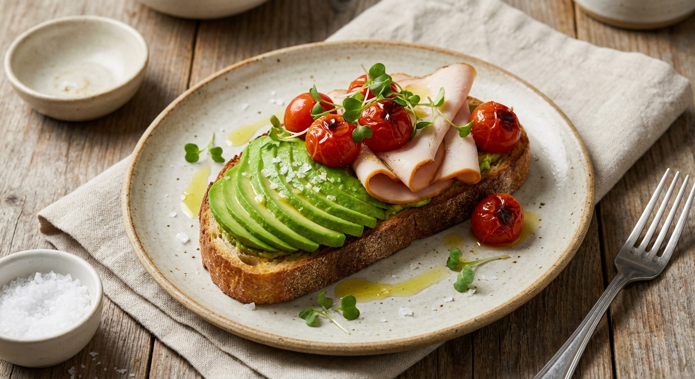 Avocado Toast with Smoked Turkey & Roasted Cherry Tomatoes