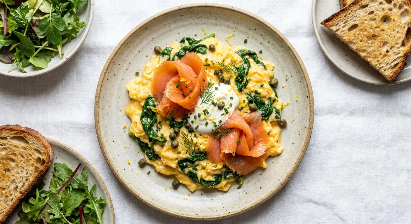 Scrambled Eggs with Spinach & Smoked Salmon