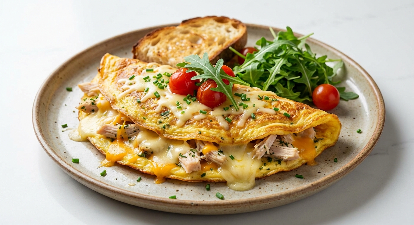 Cheesy Chicken Omelette - Delicious Homemade Recipe