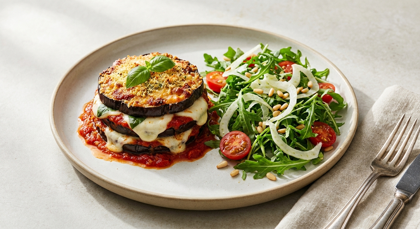 Eggplant Parmesan with Side Salad