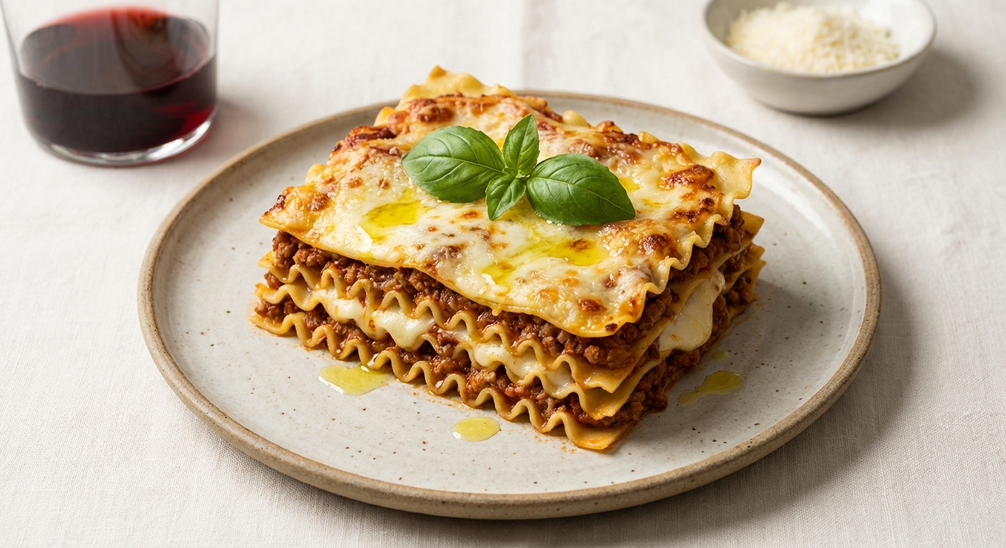 Homemade Lasagna with Flour Pasta