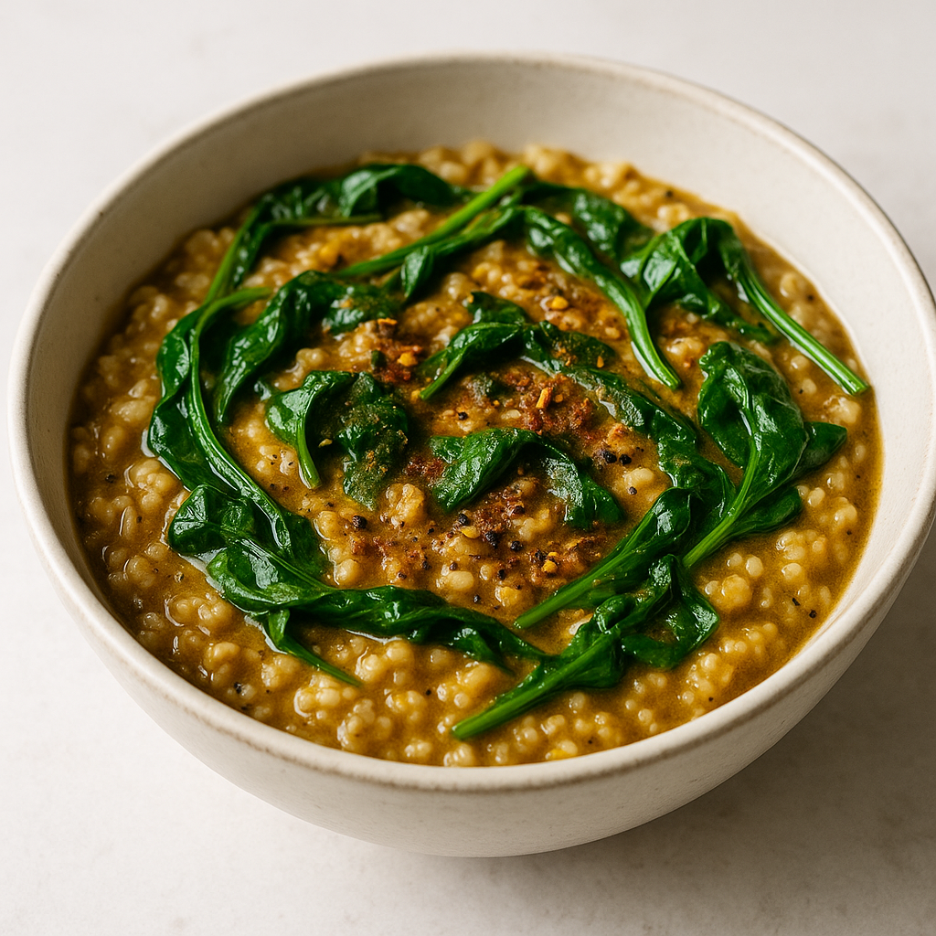 Savory Oats with Spinach and Spices