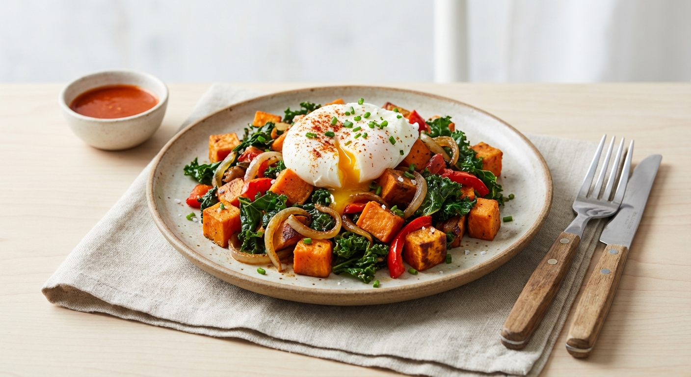Sweet Potato & Kale Hash with Poached Egg