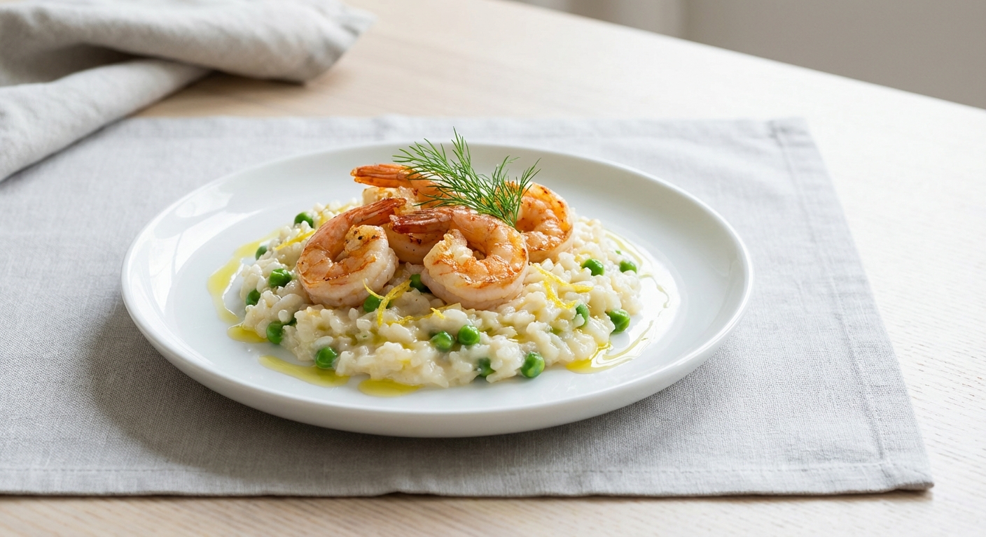 Shrimp Risotto with Peas & Lemon