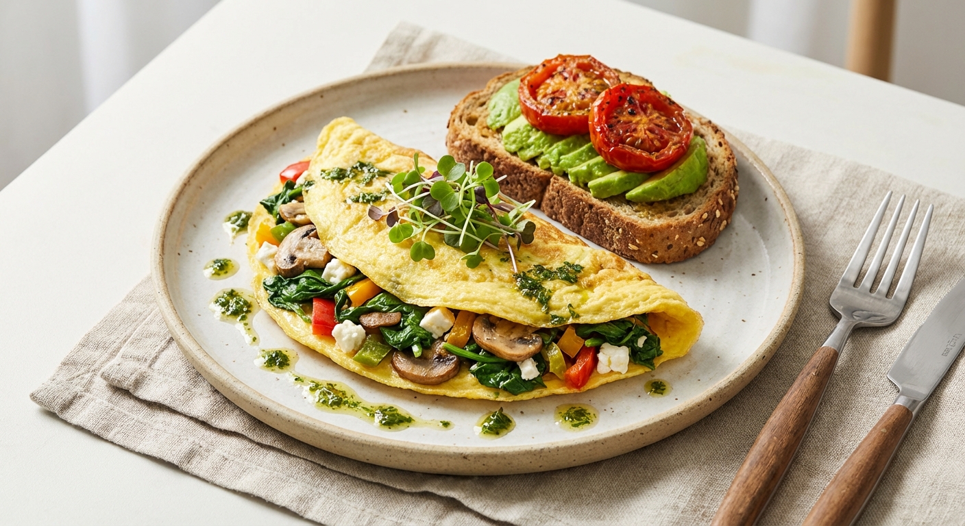 Veggie Omelette with Whole-Grain Toast