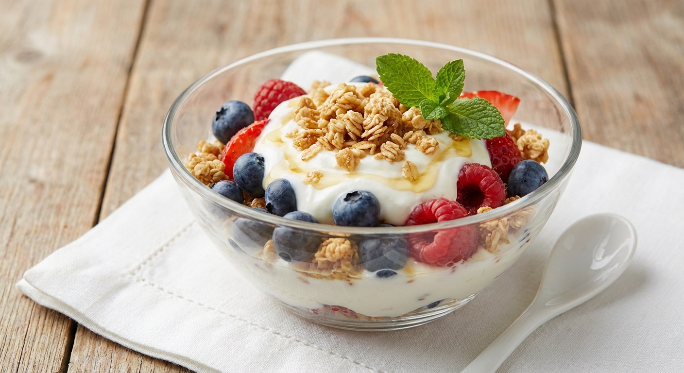 Greek Yogurt Parfait with Mixed Berries & Granola