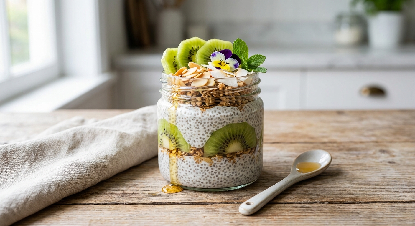 Chia Pudding with Almond Milk & Kiwi